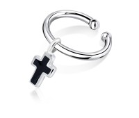 Black Enamel Cross Ear Cuff EC-430